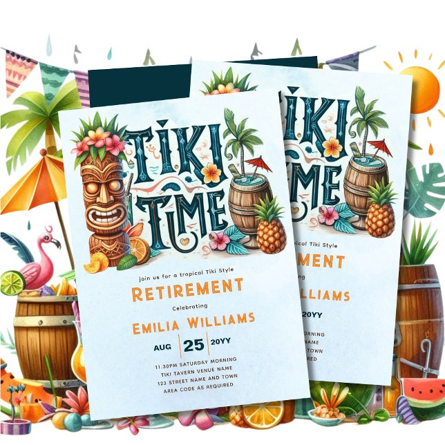 Invitación RETIREMENT TIKI Fiesta Tropical Luau Hawaii (Subido por el creador)