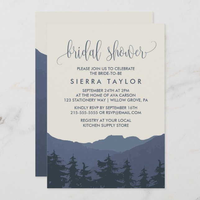 Invitación Retiro a la ducha de novias de las montañas (Anverso / Reverso)