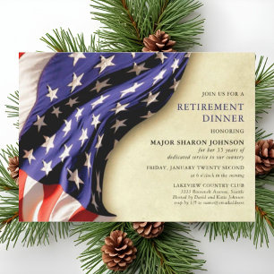 Invitación Retiro blanco y azul patriótico militar