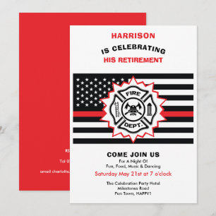 Invitación Retiro de bomberos celebración de la delgada línea