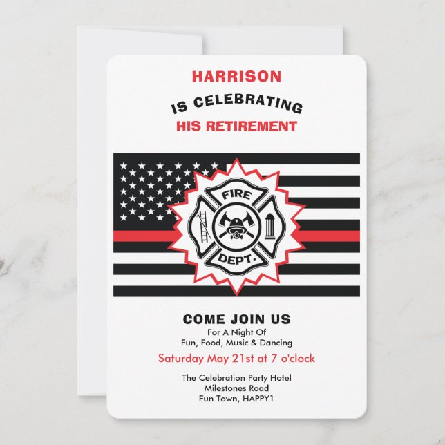 Invitación Retiro de bomberos celebración de la delgada línea (Anverso)