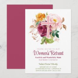 Invitación Retiro de iglesia de mujeres con flores de color d