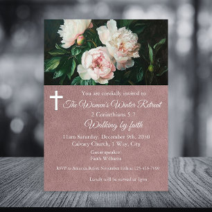 Invitación Retiro de Invierno para Mujeres Rosa Floral Iglesi
