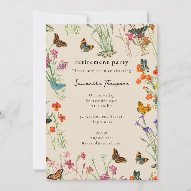 Invitación Retiro de mariposas acuarelas (Anverso)