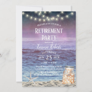 Invitación Retiro de playa de String Lights Mason Jar Starfis