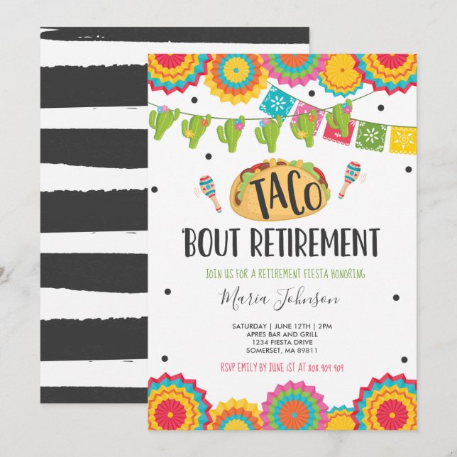 Invitación Retiro del combate del Taco del fiesta de retiro (Anverso / Reverso)