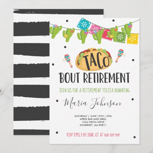 Invitación Retiro del combate del Taco del fiesta de retiro (Anverso / Reverso)