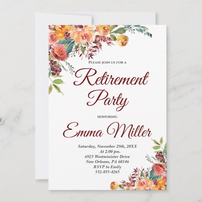 Invitación Retiro floral Boho (Anverso)