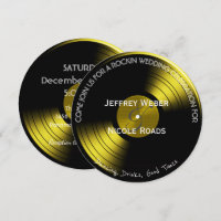 Invitación retra de la boda del disco de vinilo