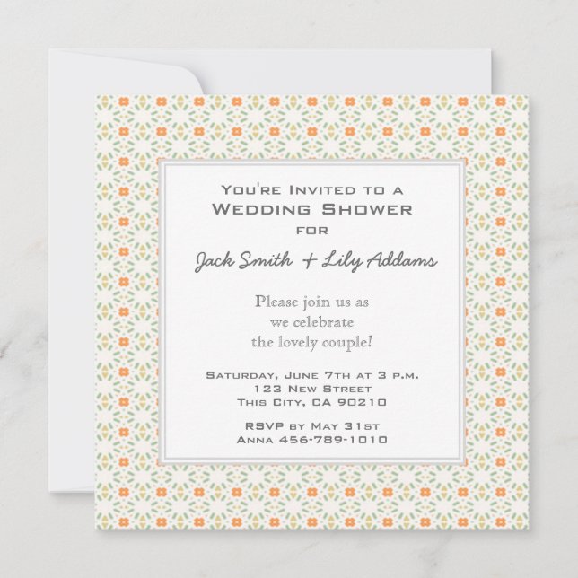 Invitación retra de la ducha de la boda - naranja (Anverso)