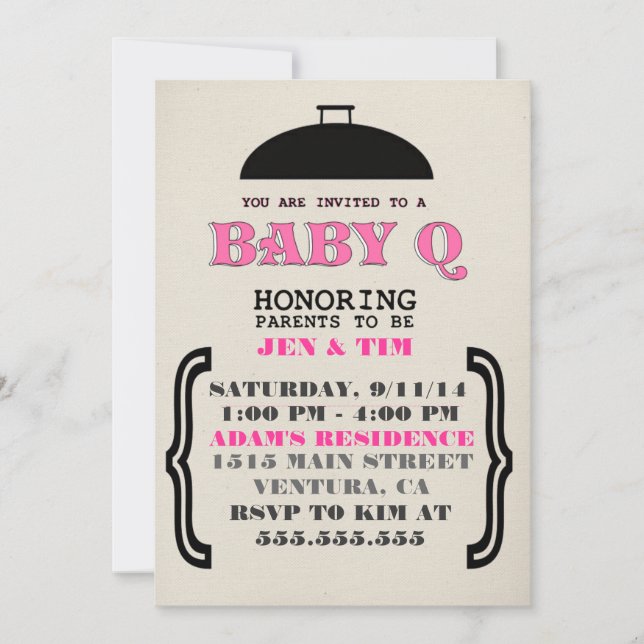 Invitación retra del bebé Q Baby Shower (Anverso)