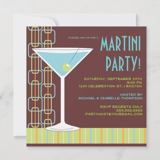 Invitación retra del cóctel de Martini (Anverso)