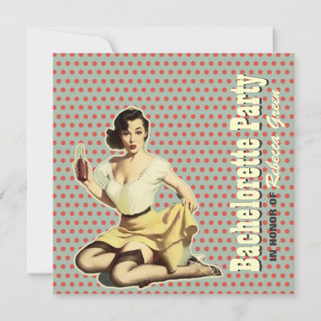 invitación retra del fiesta del bachelorette de la (Anverso)