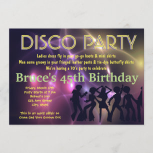 Invitación retra del tema del fiesta de disco