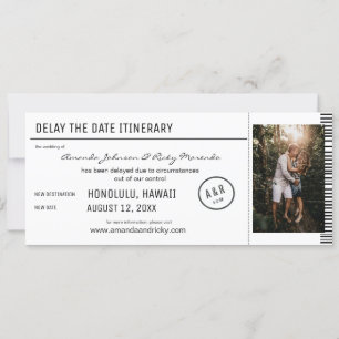 Invitación Retrasar el destino de fotos de fecha en blanco y