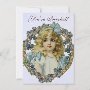 Invitación Retrato antiguo de niña pequeña hermosa