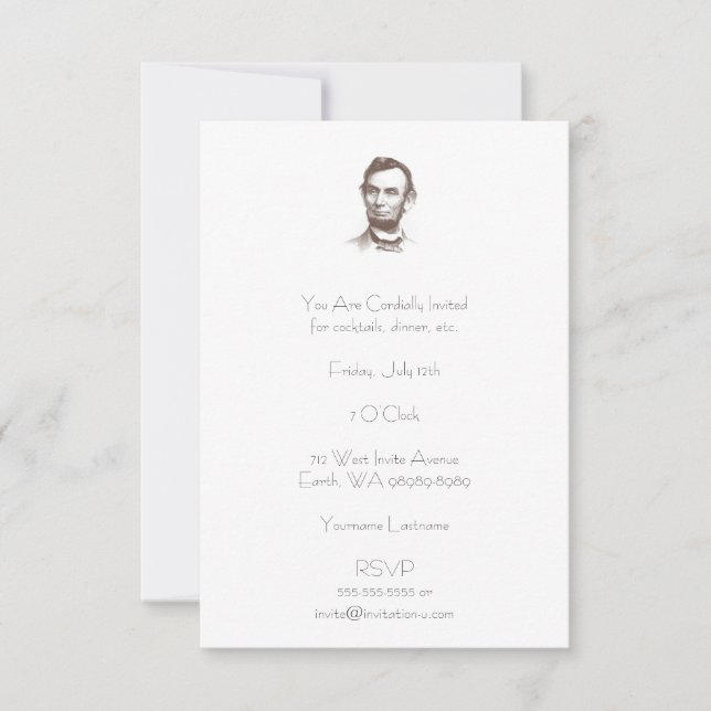 Invitación Retrato de Abraham Lincoln (Anverso)