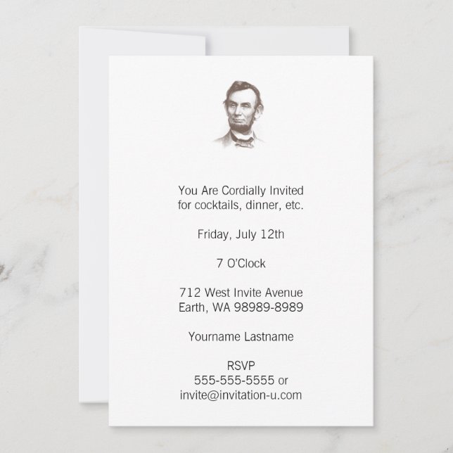 Invitación Retrato de Abraham Lincoln (Anverso)