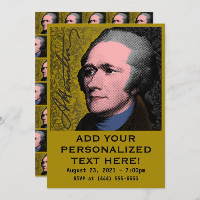 Invitación Retrato de arte pop de Alexander Hamilton (Anverso / Reverso)