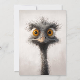Invitación Retrato de avestruz de dibujos animados con ojos a