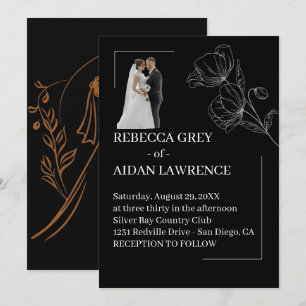 Invitación Retrato de Boda con Superposición en Blanco y Negr