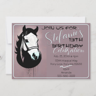 Invitación Retrato de caballo en malva