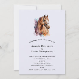 Invitación Retrato de cabeza de caballo marrón en Boda acuare