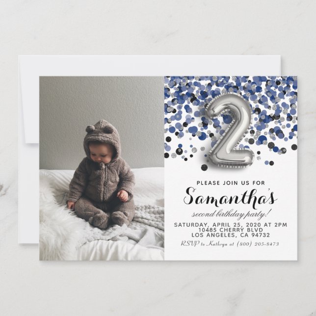 Invitación Retrato de Confetti de cumpleaños (Anverso)