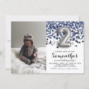 Invitación Retrato de Confetti de cumpleaños