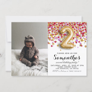 Invitación Retrato de Confetti de cumpleaños