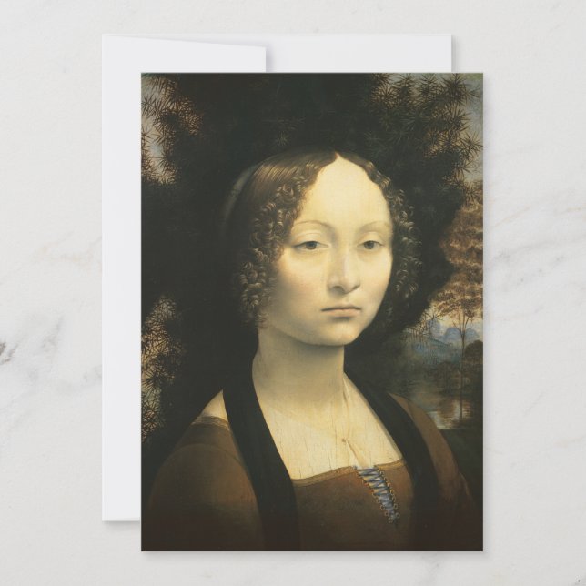 Invitación Retrato de Ginevra Benci de Leonardo da Vinci (Anverso)