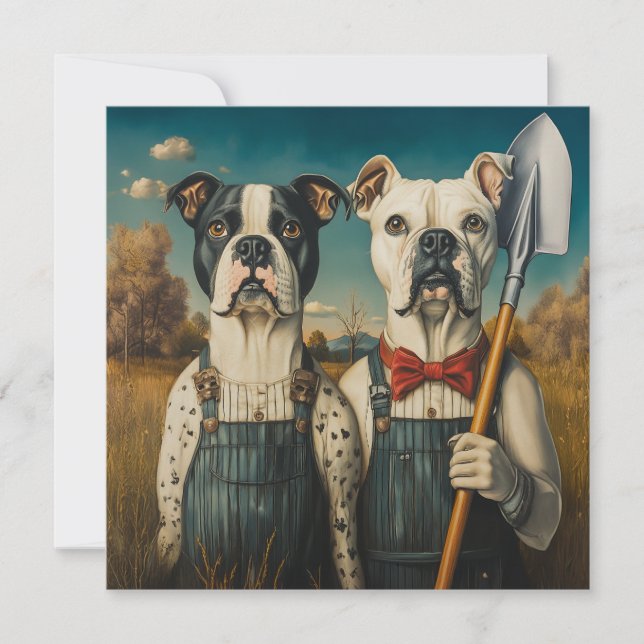 Invitación Retrato de granja de perros Americana (Anverso)