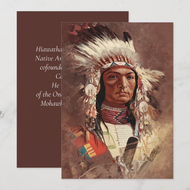 Invitación Retrato de jefe indígena nativo americano de Hiawa (Anverso / Reverso)