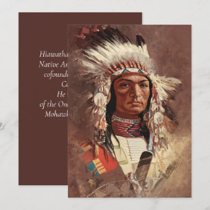 Invitación Retrato de jefe indígena nativo americano de Hiawa