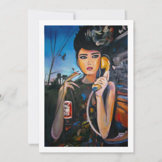 Invitación Retrato de mujer vintage retro en lienzo