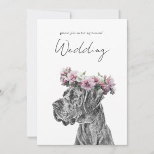 Invitación Retrato de perro Boda blanco y negro