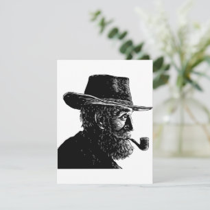 Invitación Retrato de punto y línea: anciano sabio fumando en