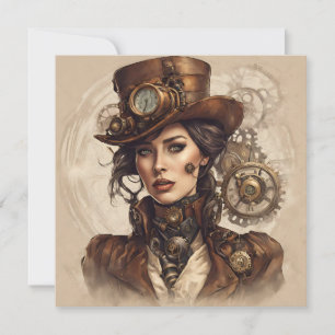 Invitación Retrato de Steampunk de una mujer en Victoria