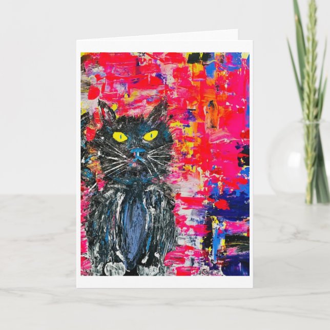 Invitación Retrato de un chat Noir<Blank Inside> (Anverso)