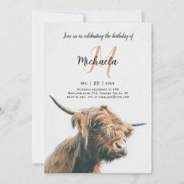 Invitación Retrato de vaca de Highland nombre personalizado m