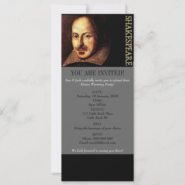 Invitación Retrato de William Shakespeare (Anverso)