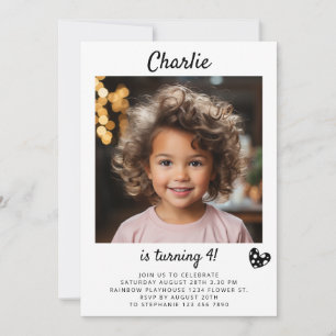 Invitación Retrato Foto Niños Imagen Guión Simple Cumpleaños