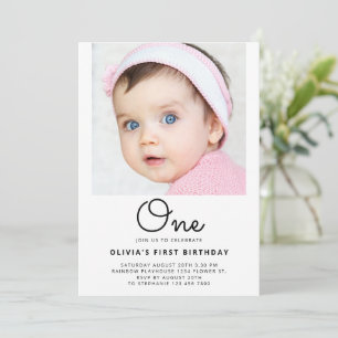 Invitación Retrato fotográfico Un guión Primer cumpleaños del