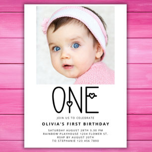 Invitación Retrato fotográfico Un querido primer cumpleaños