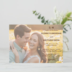 Invitación Retrato romántico fresco boda de fotografía rústic
