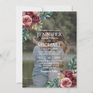 Invitación Retrato superpuesto Foto Boda de Rosas QR