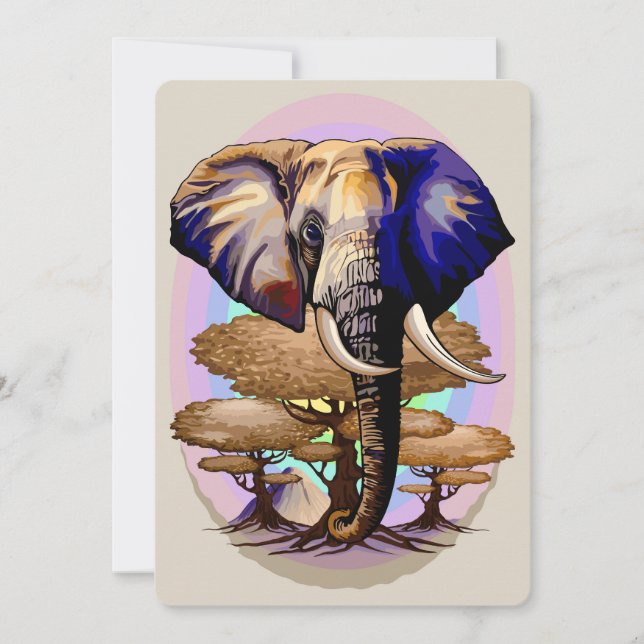 Invitación Retrato surrealista de elefante africano (Anverso)