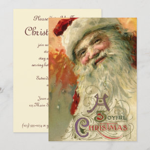 Invitación Retrato Victoriano de Papá Noel, Navidad Vintage