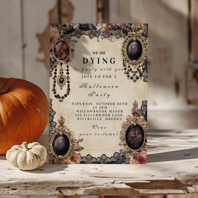 Invitación Retrato Vintage Oscuro Halloween (Subido por el creador)