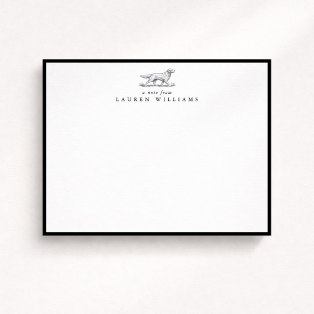 Invitación Retriever Dog Sketch Black Border Note Card (Subido por el creador)